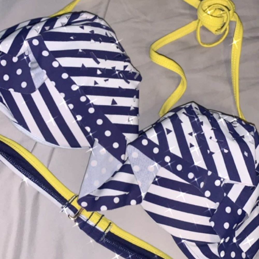 Blue, Yellow and White U.S. Polo Assn. Bikini Top